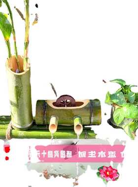 水缸竹流水器毛竹子筒艺流水摆件鱼缸盆石槽养鱼循环过滤喷泉轮
