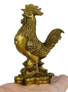 铜公鸡摆件纯黄铜福鸡家用客厅卧室办公室桌面生肖公鸡工艺品摆设