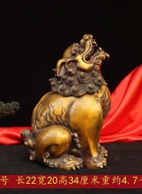 纯铜貔貅望天吼向天吼瑞兽铜器摆件聚财居家装饰品朝天铜