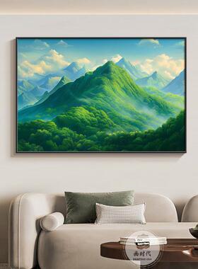 F青山图挂画客厅背景墙装饰画现代简约餐厅挂画大气有山无水西墙