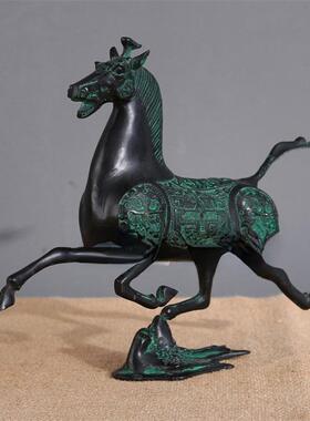 黄铜摆件 仿古做旧青铜马踏飞燕 家居办公桌面装饰礼品工艺品