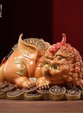 大明铜匠铜貔貅招财摆件玄关装饰办公室客厅开店开业乔迁新居礼物