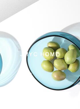 玻璃水果盘样板房酒店餐厅客厅茶几餐厅吧台桌面干果收纳果盘摆件