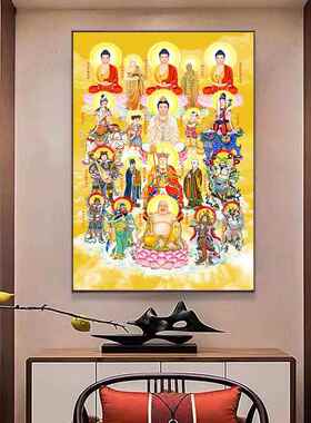 定做全堂观佛像画裱框三尺三佛来图菩全萨如挂画佛堂万佛图佛祖音