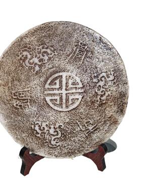 仿古做旧树脂圆盘子家居客厅摆件仿古玉神兽圆盘摆设工艺品