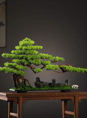 仿真迎客松植物盆景办公室摆件造景客厅玄关装饰品仿真树室内景观