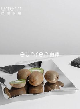 新中式不锈钢收纳水果托盘样板间家售楼处居餐桌茶几软装饰品摆件