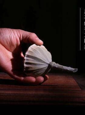 文博端砚天然原石绿端纯手工精雕莲蓬文玩摆件把玩收藏送礼雕刻
