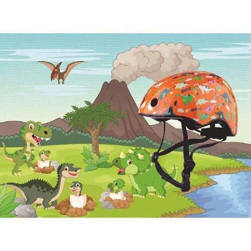 Cute Kids Bike Helmet Boys Girls Helmets Orange Dinosaur - 图0