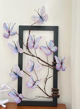 中世纪风格模拟蝴蝶花相框装饰品客厅桌面无障碍豪华装饰DIY相框