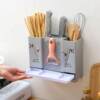 Wall-mounted chopstick barrel with drain tray, kitchen chopstick cage, drain rack, household chopstick barrel kitchen storage box