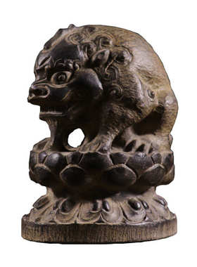 仿古石雕青石民俗怀旧高台莲花吸水神兽中式复古陈设文玩摆件摆设