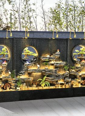 水幕墙流水屏风户外别墅花园庭院鱼池山水景观假山喷泉瀑布摆件