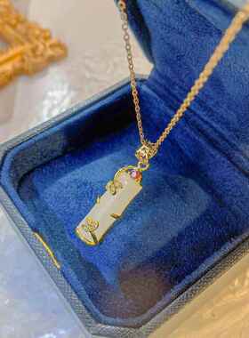 白色仿玉18k镀金简约竹节吊坠钛钢项链女ins个性节节高升祝福颈链