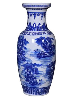 60cm高粗陶客厅落地广口插花装饰富贵竹花瓶景德镇陶瓷摆件特华庚