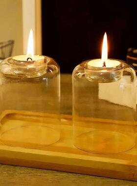 Transparent Glass Candle Holder Wedding Dinner Table Decorat