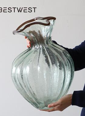 博西家居高级感轻奢创意插花摆件水滴口玻璃芬顿花瓶家居装饰品