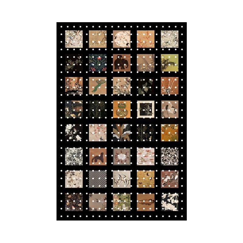 Perforated board storage rack customized entrance hall blocking wall decoration Chinese style antique solid wood printed pattern storage