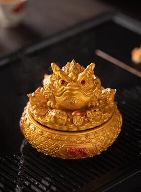茶宠摆件遇水变色大号时来运转瑞兽金蟾茶玩茶桌茶具配件装饰品