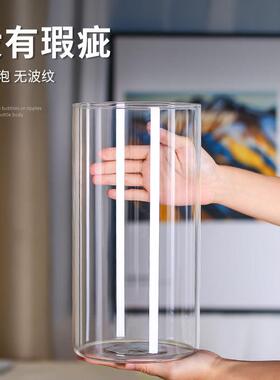 圆柱形鲜花醒花桶家用直筒透明玻璃花瓶摆件客厅插花龟背竹专用桶