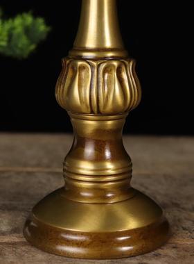 莲花烛台 家用复古铜制蜡烛台莲花烛台蜡烛香插 佛堂莲花蜡烛台