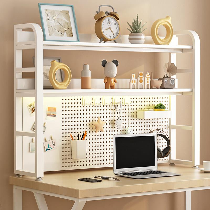 Desktop storage shelf office desk multi-layer bookshelf iron table student computer desk storage hole board bookshelves