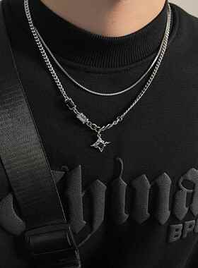 男童潮酷嘻哈街舞锁骨链