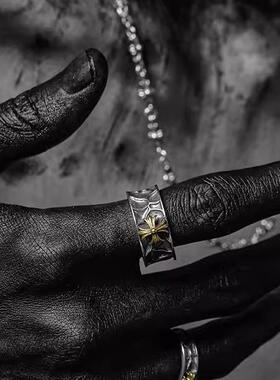 小众冷门戒指男款【勇者之心】暗黑风复古十字架戒指男潮手工饰高