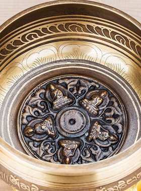 纯铜尼泊尔手工佛音碗瑜伽冥想颂钵音疗钵铜磬钵盂十字金刚杵