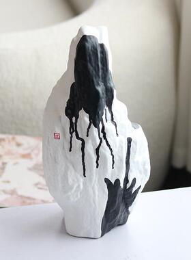 新中式不规则抽象水墨艺术摆件样板间售楼处摆设展厅酒店软装饰品