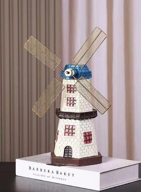 覆古荷兰风车摆件酒柜装饰品创意客厅家居玄关小摆设桌面艺术现代