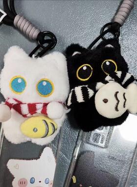 包挂可爱毛绒小黑猫情侣小挂件玩偶书包独特创意小众呆萌车钥匙扣