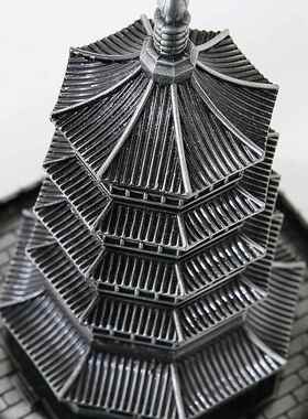 雷峰塔模型雷峰塔纪念品 金属家居客厅摆件旅游朋友同事生日礼物