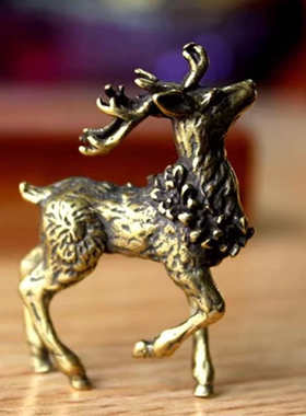 纯铜小麋鹿一对梅花鹿摆件手工黄铜家居客厅酒柜装饰品工艺品礼品