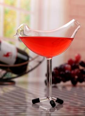 新品厂家直销玻璃花瓶高脚小鸟鸡尾酒酒杯创意吸血酒店装饰器皿