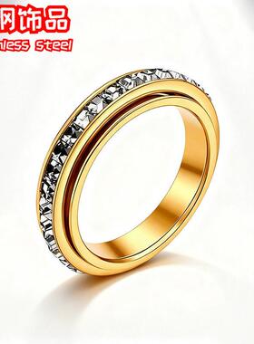 Rotatable Anxiety Ring with Cz Gemstone Unisex Stress Relief