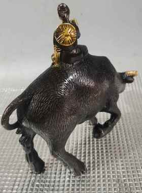 铜器装饰木孺子牛童子铜牛牛摆件骑骑牛家居牧童牧牛工艺品