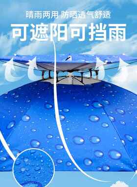 雨伞帽子头戴采茶环卫帽头太阳伞号伞伞戴户外折叠防晒钓鱼斗笠大