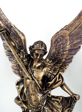 欧式大天使长米迦勒圣迈克尔雕塑摆件家居装饰树脂工艺品雕像摆设