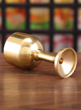 纯黄铜酒杯供奉关公财神爷酒盅高脚杯家用客厅摆件供水杯贡杯茶杯