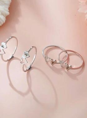 Initial Letter Ring for Women Stainless Steel A-Z Alphabet D