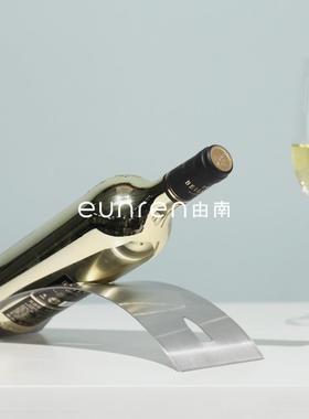 现代不锈钢红酒架创意葡萄酒瓶架子吧台家居摆件样板房间软装饰品
