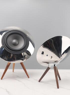 北欧创意银色金属三脚蓝牙音响低音炮摆件客厅卧室酒店家居装饰品