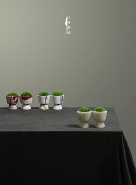 天青苔绿 大理石苔藓托盘组合 样板间家居会所高级感氛围软装摆件