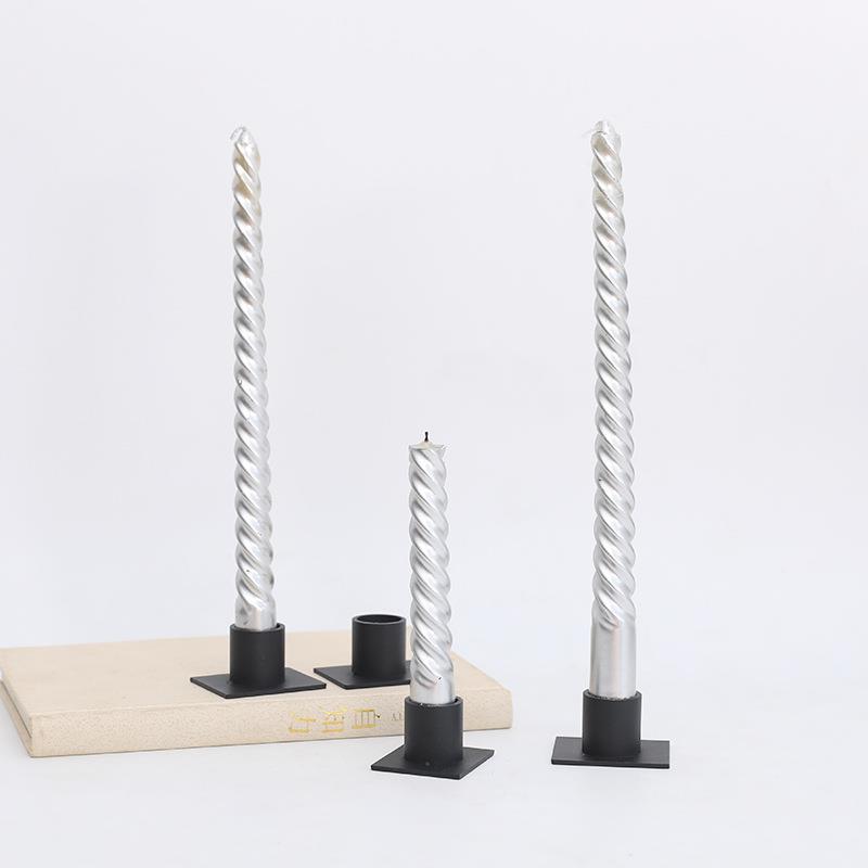 跨境工厂新款方形小烛台黑色铁艺装饰家居工艺品金属摆件浪漫烛光 - 图1