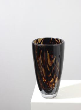 现代简约轻奢棕色渲染琉璃花瓶器样板件酒店客厅玄关花艺软装摆件