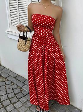 Women'S Waist-Cropped Crop Dress, Vacation Style, Long Sun
