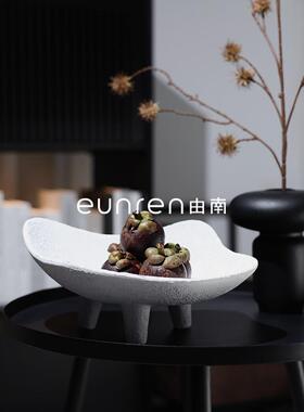 中式房复风古仿石器果XUM盘树脂托意盘摆件样板民宿酒店桌面创装