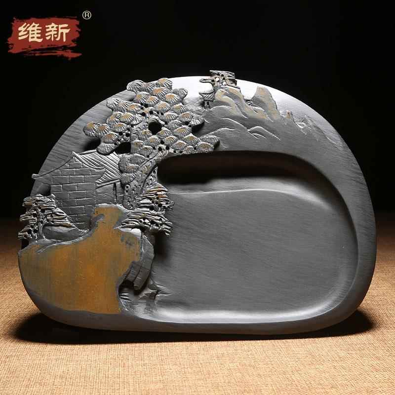 高档徽州歙砚套毛笔套装高档次专业全套专用文套房四宝笔墨纸精品 - 图1