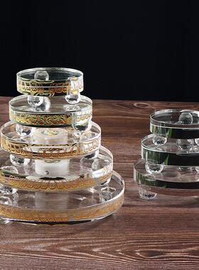 水晶底座底盘托七彩七色发光LED灯桌面摆件琉璃佛像舍利塔展示